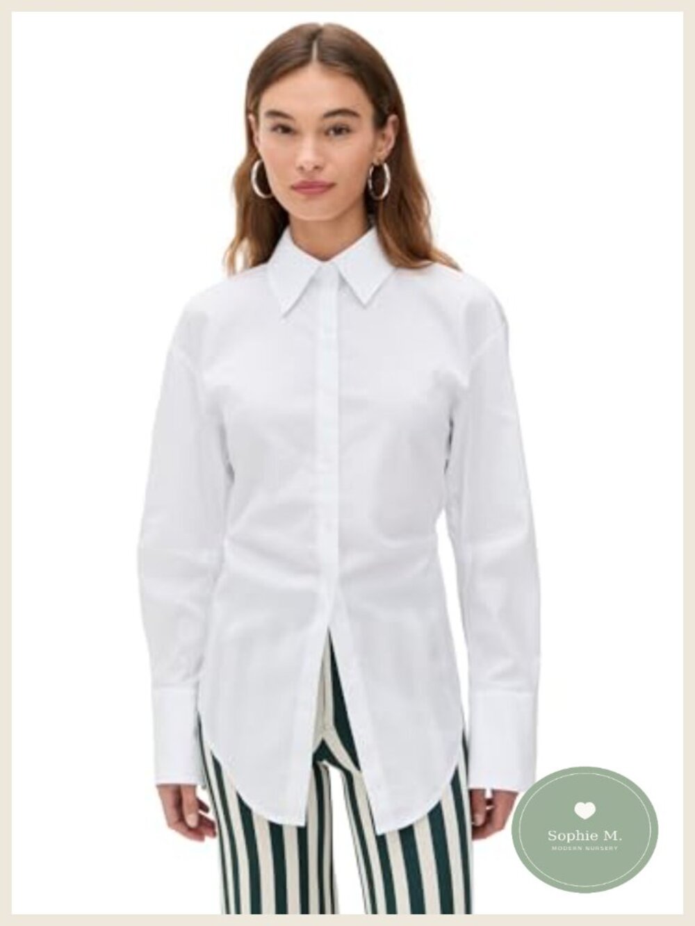Women's Collared Button Down Shirt Long Sleeve Cotton Poplin Blouse Tie Back